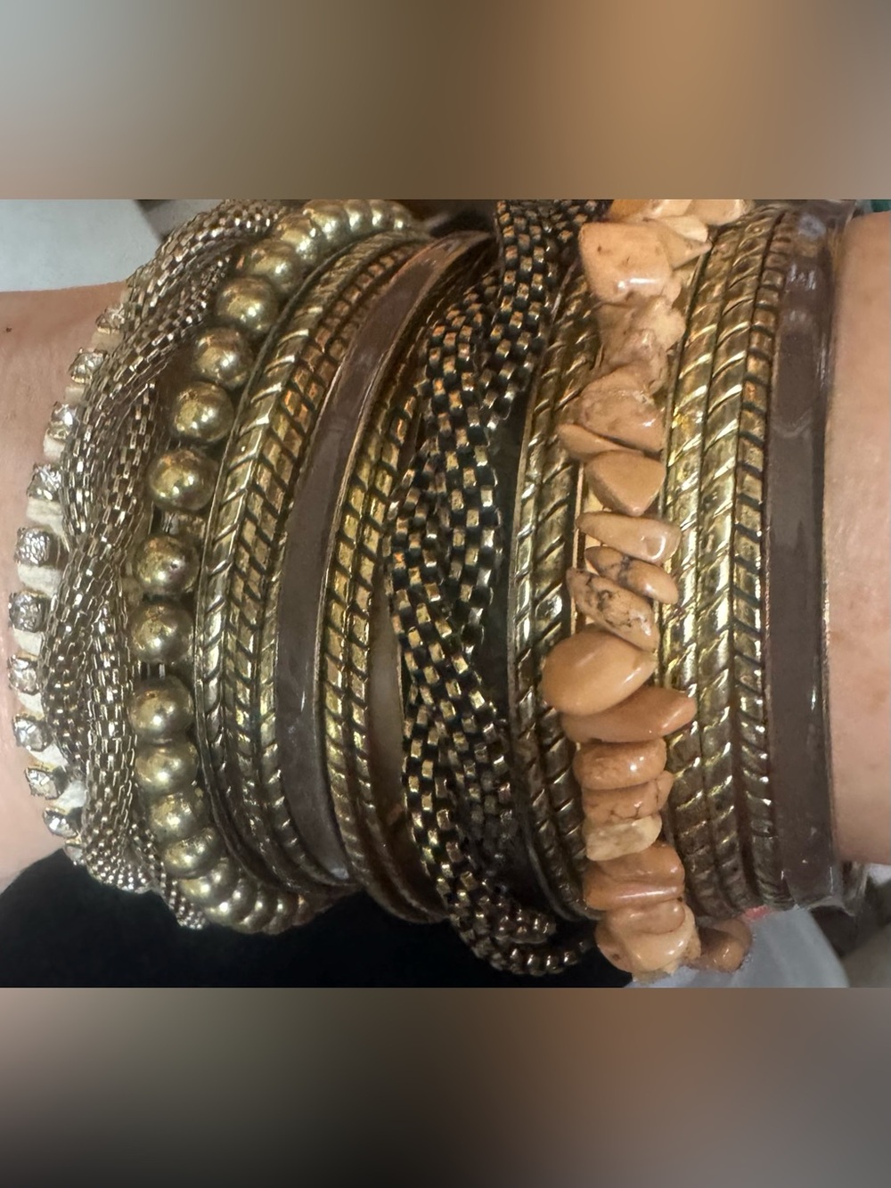 Set of 18 Bangle Bracelets Stacking Mixed Finish